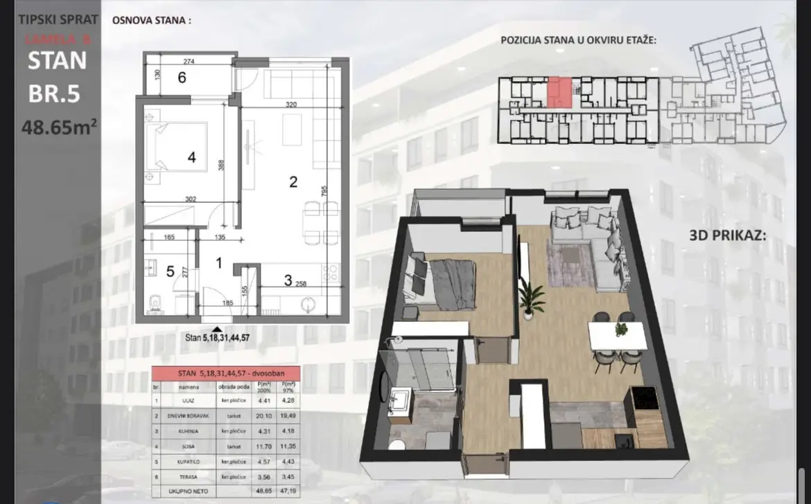 Stan 48m² — Sajmište, Novi Sad