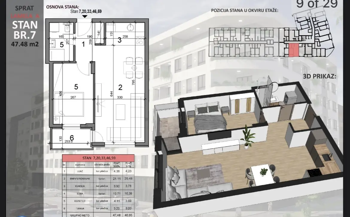 Stan 47m² — Sajmište, Novi Sad