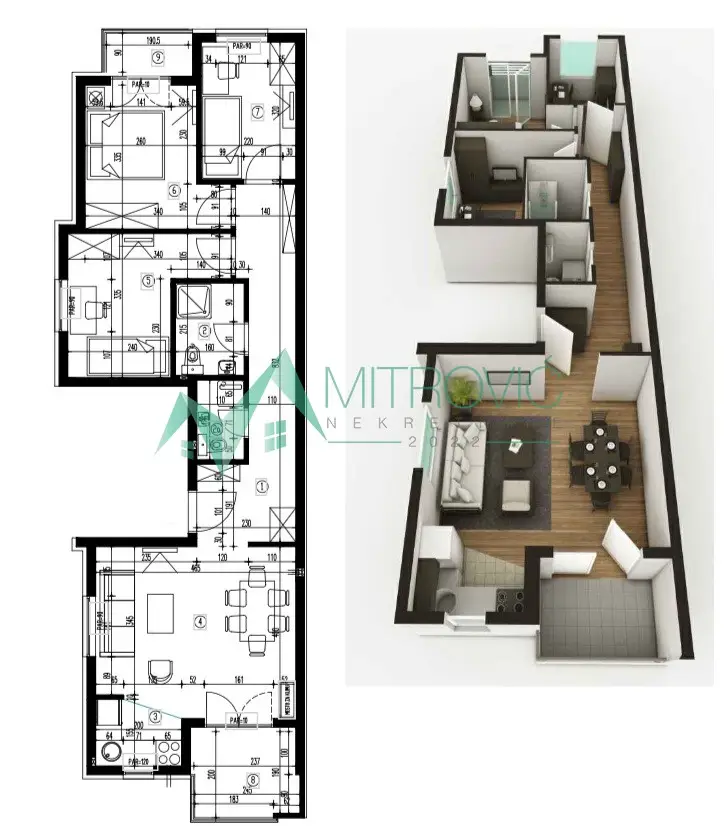 Novi Sad, Vidovdansko naselje - 70m2 excellent three-and-a-half-room apartment under construction + parking included