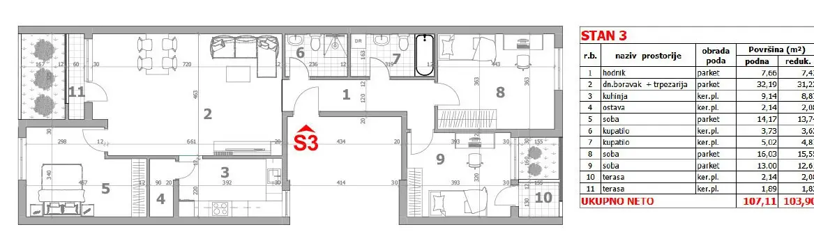 Stan 103m² — Veternik, Novi Sad