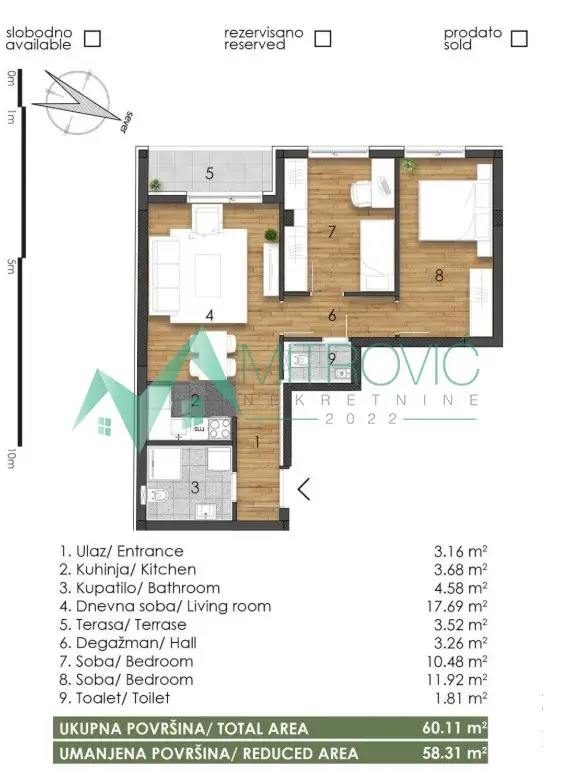 Stan 58m² — Telep, Novi Sad