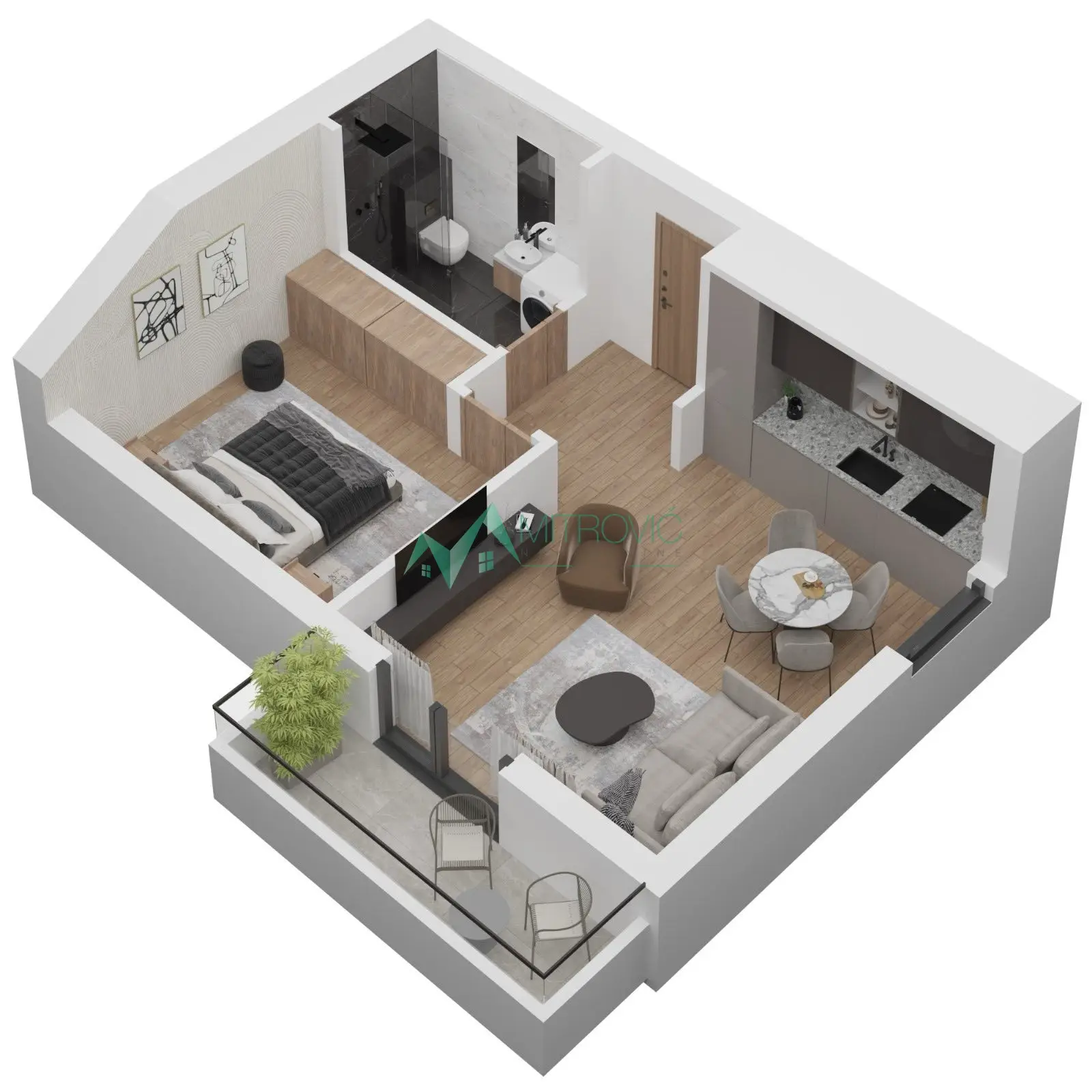 Novi Sad, Sajlovo - Excellent, one and a half room apartment in a quiet location