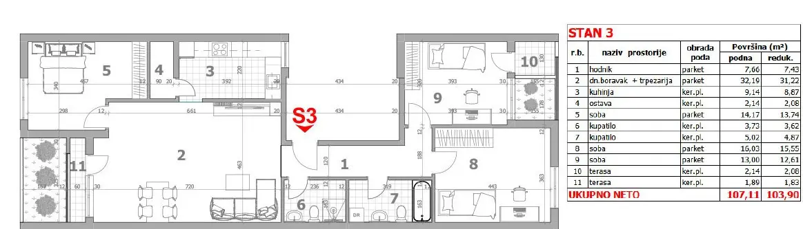 Stan 103m² — Veternik, Novi Sad